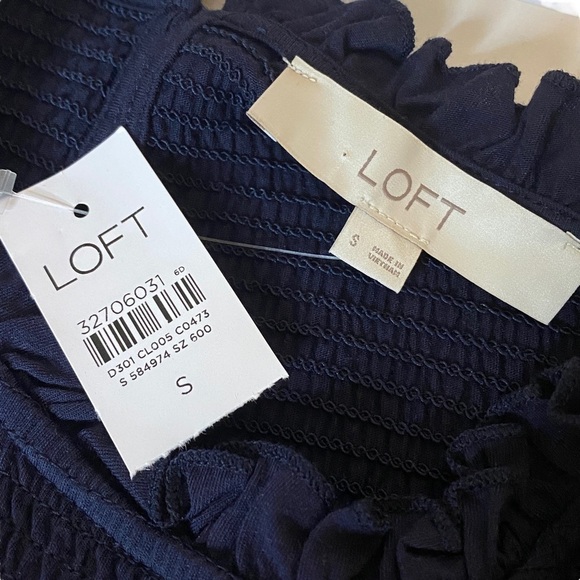 NWT Loft Navy short sleeve blouse modal cotton blend womens small - Picture 3 of 7